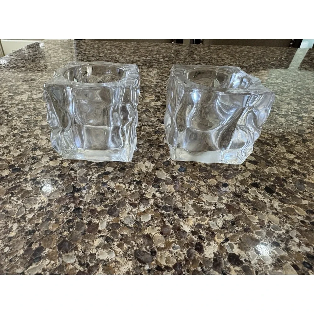 Partylite Ice Cube Votive candle holder EUC Set Of Two‎ - Picture 2 of 8